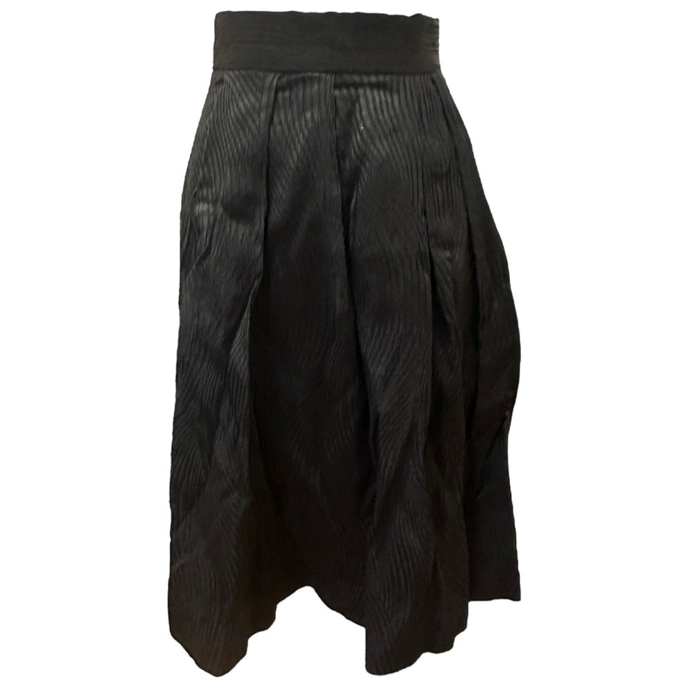 HM Black Textured Jacquard Pleated Midi Skirt Size‎ 4 Dark Academia Goth